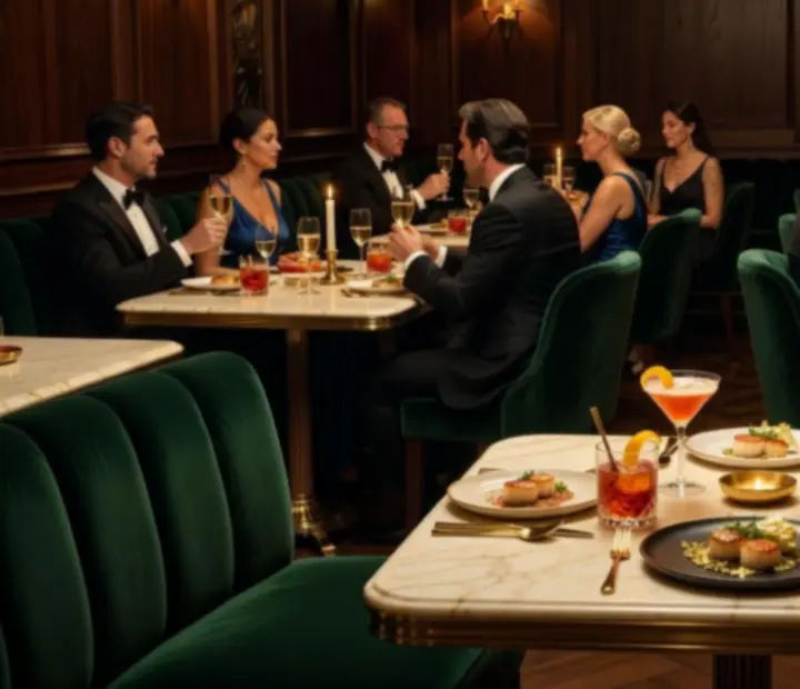Elegant event setup at Wonderstar s. r. o. with emerald velvet seating and candlelit tables