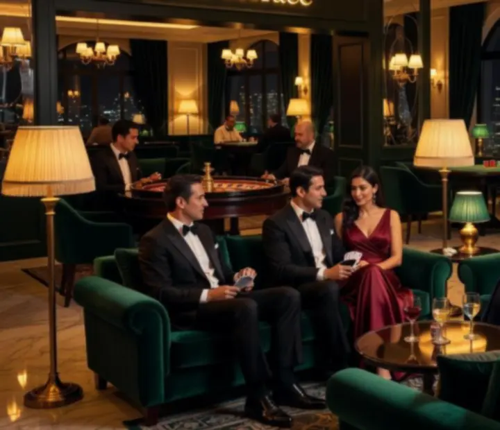 Evening atmosphere at Wonderstar s. r. o. with emerald velvet seating and warm lighting