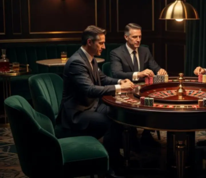 Intimate roulette table at Wonderstar s. r. o. with emerald velvet seating and warm lighting